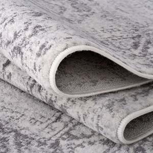 Netline Home Montana Vintage <b>Grey</b> Machine Made Plush Rectangle <b>Rug</b> for <b>Living</b> <b>Room</b> Hallway Boho Kilim Style - Product Image 4