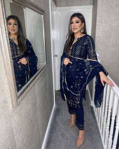 DESIGNER PARTY WEAR 9 MM CHINE SECUENCIAS TRABAJO TOP CON DUPATTA - Product Image 1