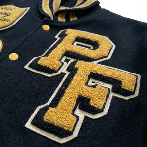 Chaqueta Universitaria de Peso Pesado, Cuerpo de Lana, Mangas de Cuero, Chaqueta Bomber con Letras Bordadas, Chaqueta de Béisbol Universitaria para Hombre - Product Image 5