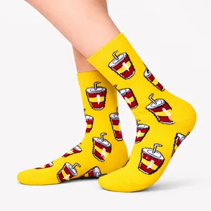 Chaussettes de tennis jaunes, broderie, motifs jacquard, logo personnalisé, respirantes, en nylon tricoté, pour usage quotidien, taille unique, hiver - Product Image 2