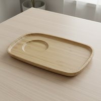 Plateau de service en bois 203018-22X14, léger, en contreplaqué, résistant au lave-vaisselle, forme ovale, surface laquée, thé de Taïwan - Meilleure vente
