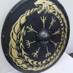 Bouclier Viking CH en bois peint antique, décoration ronde pour Halloween, cadeau pour cosplay viking par Calvin Handicraft - Product Image 1