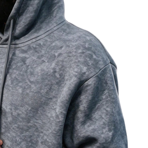 Mens Acid Wash Oversized Solid Pullover Hoodie Back Graphic Kangaroo Pocket <b>Long</b> Sleeve Streetwear Casual <b>Sweatshirt</b> Wholesale - Product Image 3