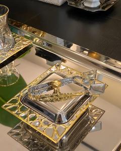 Glossy Nickel Plated Aluminium Serving Tray Rectangle Shape <b>Glass</b> <b>Mirror</b> Base Wedding Decorative Multi-Functional Custom Size - Product Image 6