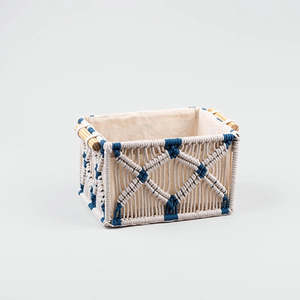 Aesthetic Jute & <b>Wooden</b> <b>Storage</b> <b>Baskets</b> Woven Cotton Rope <b>Basket</b> Set for Living Room or Bathroom Use - Product Image 4