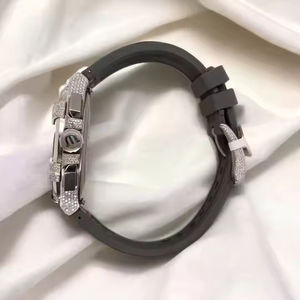 Reloj cronógrafo de diamantes de lujo correa de rayas de carreras personalizada bisel helado para hombres - Product Image 5