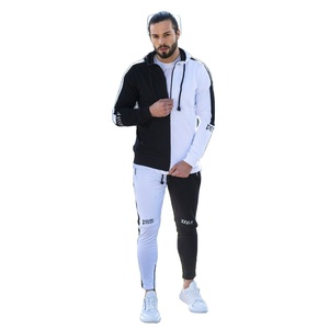 Men's High Stretch Moisture Wicking Track <b>Suit</b> Zip Closure Hooded <b>Muscle</b> Printed Tracksuit Winter's Most Demanded Solid Design - Product Image 1