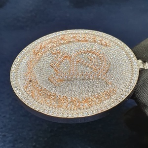 14K oro rosa acabado personalizar hielo hacia fuera diamante hombres Hip Hop encanto colgante - Product Image 2