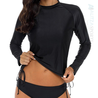 Atasan Rash Guard Wanita Lengan Panjang Buatan Tangan 1 Kain Ringan Cepat Kering Perlindungan UV Aktivitas Pantai Ukuran Besar