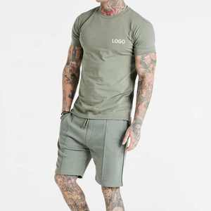 เสื้อยืดออกกำลังกายสำหรับผู้ชายเสื้อแขนสั้นผ้าคอตตอนผสมสแปนเด็กซ์โลโก้ตามสั่ง - Product Image 1