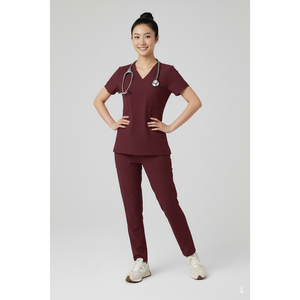 Cómodo ajuste Unisex médico Scrub Set desgaste todo el día cuello en V Scrub Top embalaje personalizado Spandex algodón Hospital Scrubs uniformes - Product Image 1
