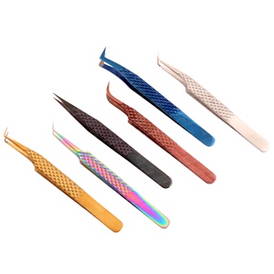 Pinces à épiler pour extensions de cils avec logo personnalisé, poignée diamantée, pinces à volume pour cils, forte tenue, pointe en fibre acérée, acier inoxydable - Product Image 4