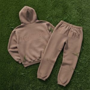 Womens Mocha Brown Hoodie Tracksuit <b>Set</b> Fleece Pullover <b>Jogger</b> Pants Casual <b>Matching</b> Activewear Loungewear Outfit Modern - Product Image 5