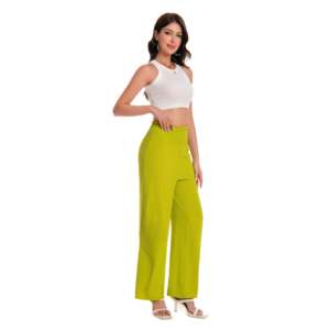 Pantalon décontracté taille haute à jambes larges et plissées, coupe droite, taille XL, léger, avec taille élastiquée et tissu respirant - Product Image 6