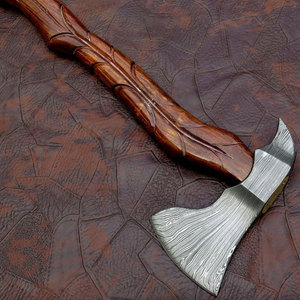 ขวานเหล็กดามัสกัสทำด้วยมือด้ามจับทำจากไม้ขวานล่าสัตว์แบบมืออาชีพ - Product Image 3