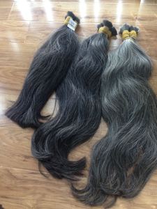 100% Cabello humano alineado con cutícula Peluca con malla frontal vietnamita de alta calidad Estilos de onda recta Extensiones de trenzado gris natural - Product Image 6
