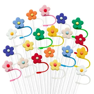 Custom Stanley Cup Accessories Cute Silicone Flower Straw Covers Cap 100% BPA FREE Straw Covers For Reusable Straws For Stanley