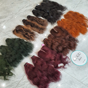 ช่อผมมนุษย์เวียดนามพร้อมที่ปิดผมตรงสีเขียวเข้ม - Product Image 4