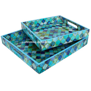 Plateau de service en nacre de luxe plateau de chocolat design en forme de rectangle plateau de chocolat en bois fantaisie vente chaude - Product Image 4