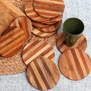 Posavasos de Madera Natural Estilo Bohemio Hecho a Mano Ecológico con Estampado Artístico para Tazas y Jarras a Precio de Mayoreo - Product Image 1