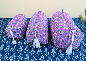 กระเป๋าเครื่องสำอางผ้าฝ้ายกันน้ำมีซิปลายเส้นแนววินเทจออกแบบได้ตามต้องการขนาดสำหรับใช้ในการเดินทางเครื่องสำอาง - Product Image 3