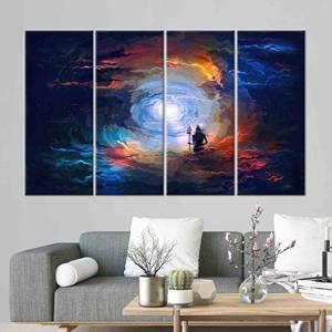 Elegante obra de arte impresa en lienzo: decoración de pared abstracta moderna, 4P: estirado sobre lienzo - Product Image 1