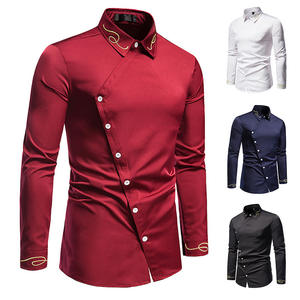 Chemise d'hiver à manches longues décontractée pour hommes avec broderie chemisier irrégulier teint en fil imprimé Design de mode - Product Image 5