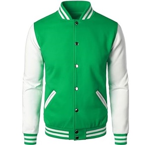 Veste universitaire formelle Letterman unie en chenille avec boutons simples respirante coupe régulière hommes hiver collège baseball - Product Image 1