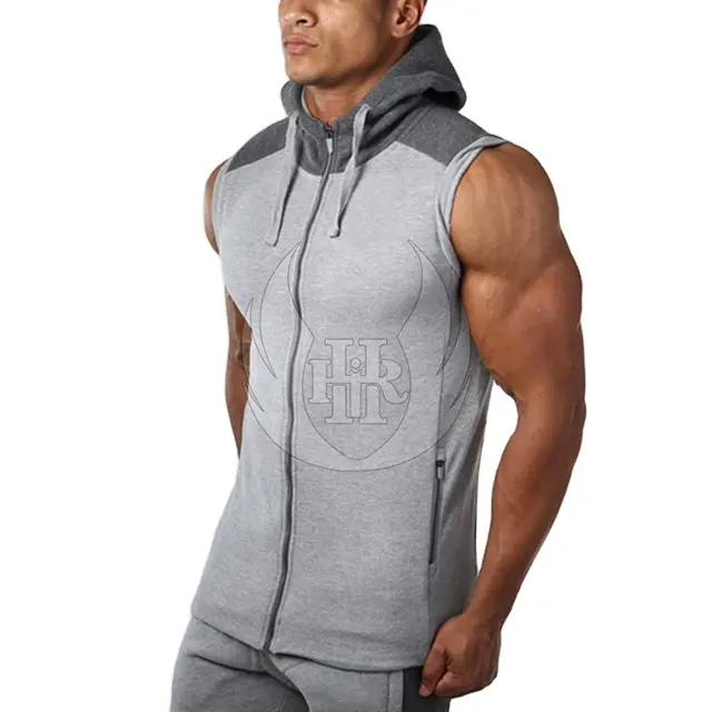 Men's Sleeveless Hoodie Fitness Vest 100% Cotton Outdoor Activities Running Gym Training Sleeveless Pullover Hoodies