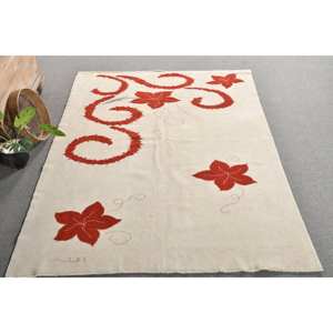 Tapis traditionnel en laine rouge beige 5.5x7.7 pieds Vintage turc Patchwork Design plat tissage Latex pour décorations de salon adolescent - Product Image 3