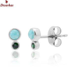 Venta al por mayor 925 plata esterlina amazonita piedras preciosas bisel ajuste Stud pendientes lindo joyería de moda para bodas aniversario - Product Image 6