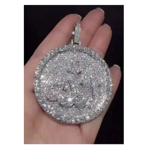 5Ct coupe ronde véritable Moissanite personnalisé unisexe en acier inoxydable pendentif Vintage mode fleur collier à breloques - Product Image 2