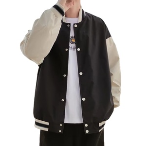 Blousons universitaires oversize en toile vierge, noirs, personnalisables, pour hommes, en gros, avec décoration personnalisée, réversibles, imperméables et coupe-vent - Product Image 3