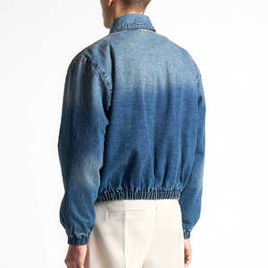 Plain <b>Cropped</b> Washed DenimBomber <b>Jacket</b> for Men - Product Image 2
