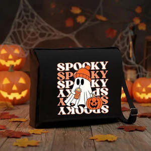 Sacs messager en toile personnalisés pour Halloween, design bohème mignon pour femme, sacs fourre-tout à bandoulière pour la fête des trucs et des fripes, 12 motifs effrayants, en PU et polyester - Product Image 1