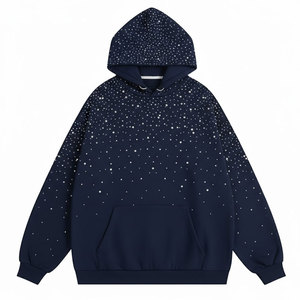 Lightweight Basic 100% Cotton Fleece Rhinestone Hoodie Winter Perfect Blend of Comfort and Fashion <b>for</b> Casual Wear - Product Image 1