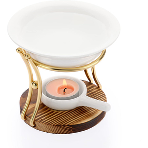 เตาขี้ผึ้งหอมระเหยพร้อมฐานไม้สำหรับตกแต่งและอุปกรณ์เสริม - Product Image 1