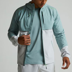 Veste pour homme en tissu polyester extensible, vente chaude, poche zippée, ventilation arrière pour la respirabilité, coupe-vent, vestes de sport - Product Image 5