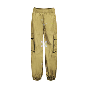 กางเกงคาร์โก้เอวสูงของผู้หญิงผ้าฝ้าย100% มีหลายกระเป๋าเอวยางยืดสไตล์ลำลองระบายอากาศได้ดีมีหลายกระเป๋าทรงหลวมสำหรับฤดูหนาว - Product Image 1