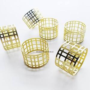 Anillos de Servilleta de Aluminio Fundido de Lujo con Acabado y Logotipo Personalizados, Accesorios de Decoración de Mesa para Bodas y Fiestas de la India - Product Image 1