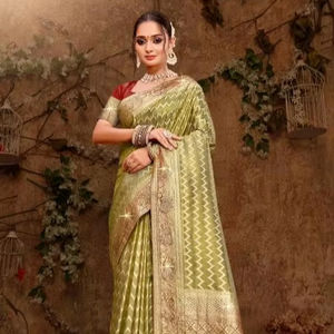 Kanjirwaram soie Kavisha tissu Saree réversible Style décontracté pour les mariages Diwali indien pakistanais vêtements en gros - Product Image 1
