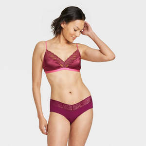 Culotte Hipster en Coton Violet Auden Berry pour Femme, Taille Mi-Basse avec Ceinture en Dentelle, Tailles S XL XXL XXXL - Teint Uni - Product Image 1