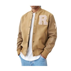 Veste de baseball en cuir à manches avec broderie personnalisée du logo Veste de baseball d'hiver pour hommes - Product Image 2