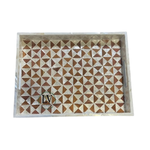 Nouvel arrivage Plateaux de service en bois fabriqués à la main écologiques avec incrustation de vadrouille Décorations de table au design unique Vente en gros du Vietnam - Product Image 1