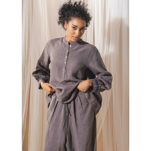 กางเกงผ้าลินินสีเทาสำหรับผู้หญิง MAHIRA ระบายอากาศได้ดี ทรงขากว้าง สไตล์ลำลอง เอวยางยืด ระดับกลางลำตัว สีวอช - Product Image 3