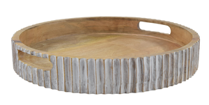 Bandeja Redonda Rústica de Madera con Borde Desgastado - Product Image 2