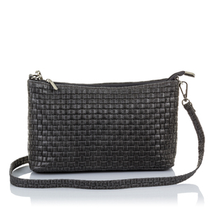 Sac à bandoulière Zia pour femme. Gravure géométrique en daim en cuir véritable. 27x7x15cm. Fabriqué en Italie. - Product Image 3
