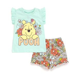 Ensemble 2 pièces d'été imprimé, orienté export, design personnalisé, col rond, manches courtes, 100% coton, respirant, qualité premium décontractée - Product Image 1