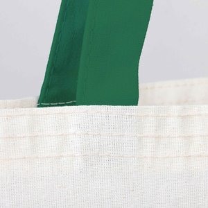 Bolsa de Mano de Lona de Algodón con Asa Verde, Diseño en Blanco de 14 x 16 Pulgadas (35 x 40 cm), Bolsas de Lona de Algodón Ecológicas y Elegantes - Product Image 4
