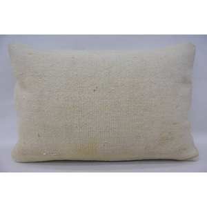 Oreiller Vintage en Laine Beige Motif Toile Style Kantha 16x24 Pouces Brodé avec Technique Tissée - Product Image 1